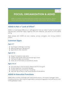 Focus, Organization and ADHD resource PDF
